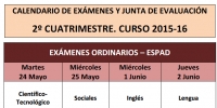CALENDARIO DE EXÁMENES EN ALMANSA - 2º CUATRIMESTRE 2015/16
