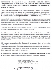 COMUNICADO CONSEJERÍA DE EDUCACIÓN: Suspensión de clases en el CEPA los día 11 y 12 de enero debido a la borrasca FILOMENA.